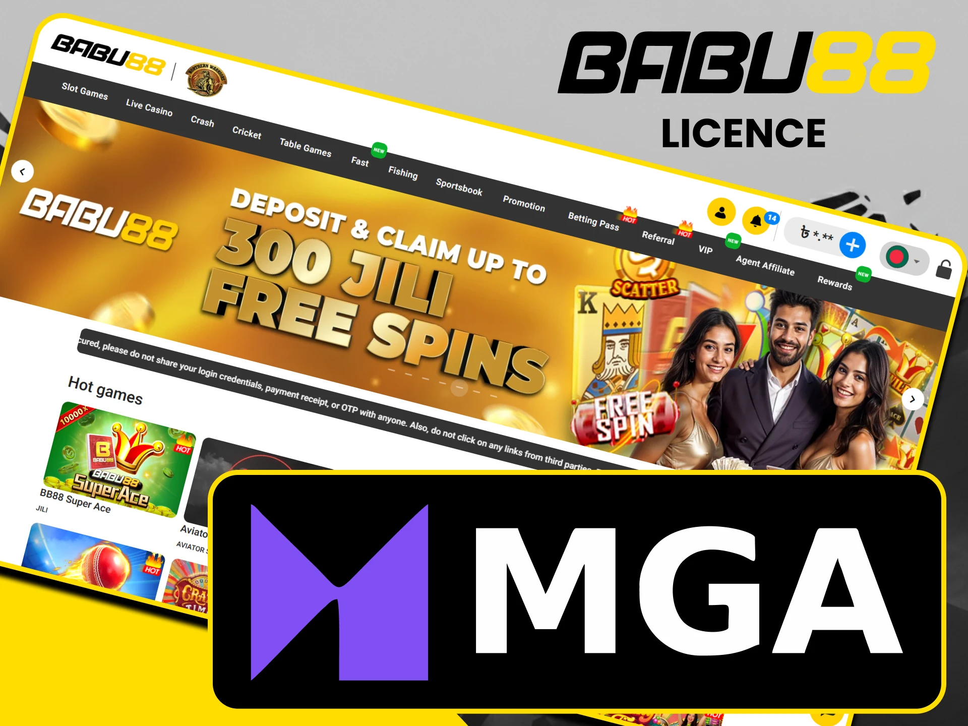 The Babu88 website has a special license.