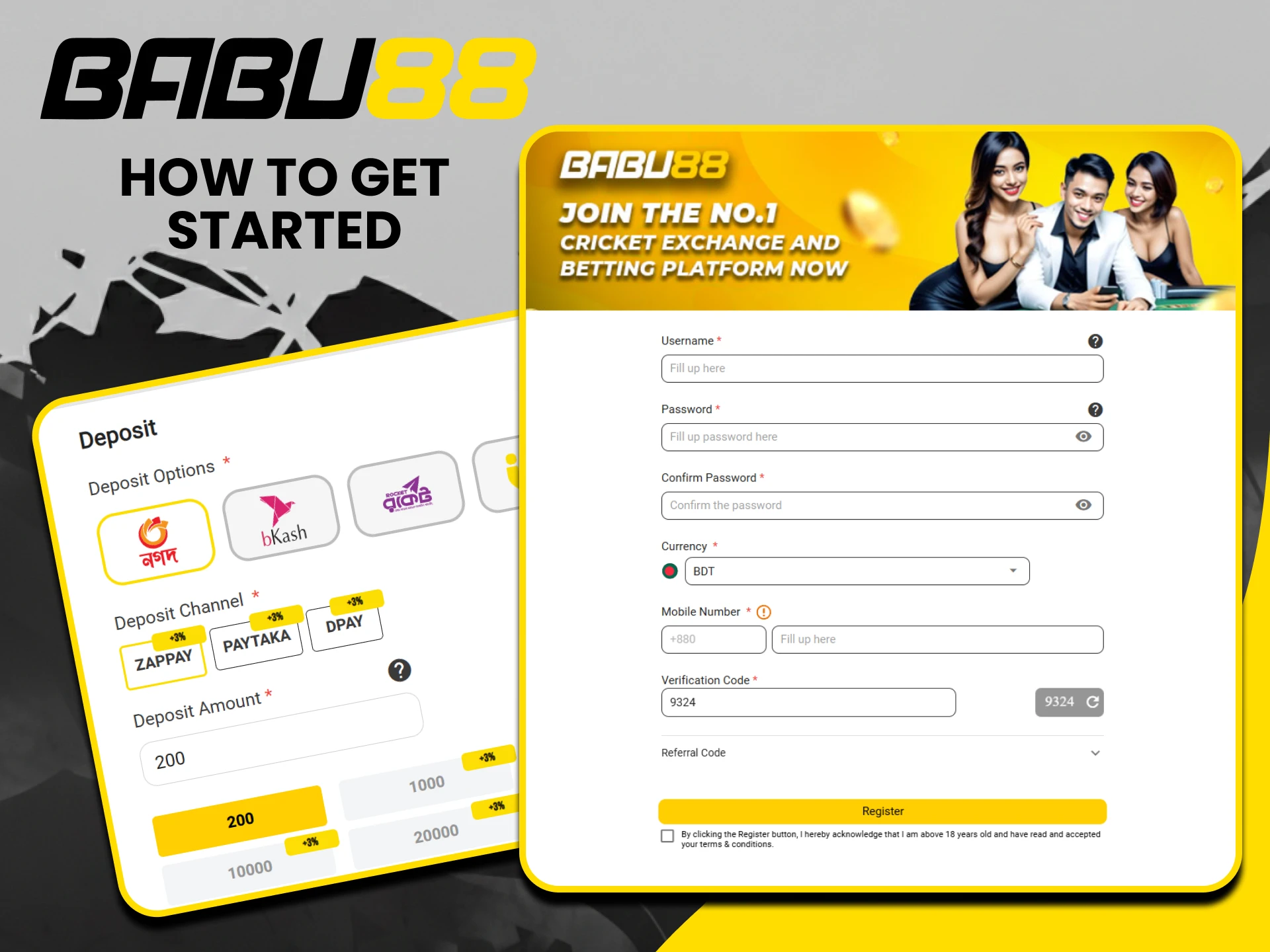 It's very easy to start using the Babu88 website.