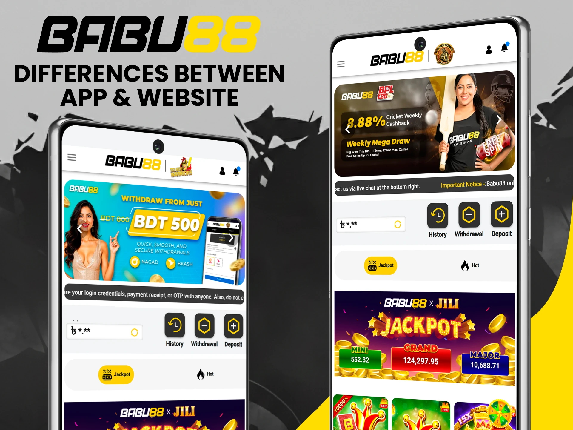 We'll tell you about the differences between the web version and the Babu88 app.