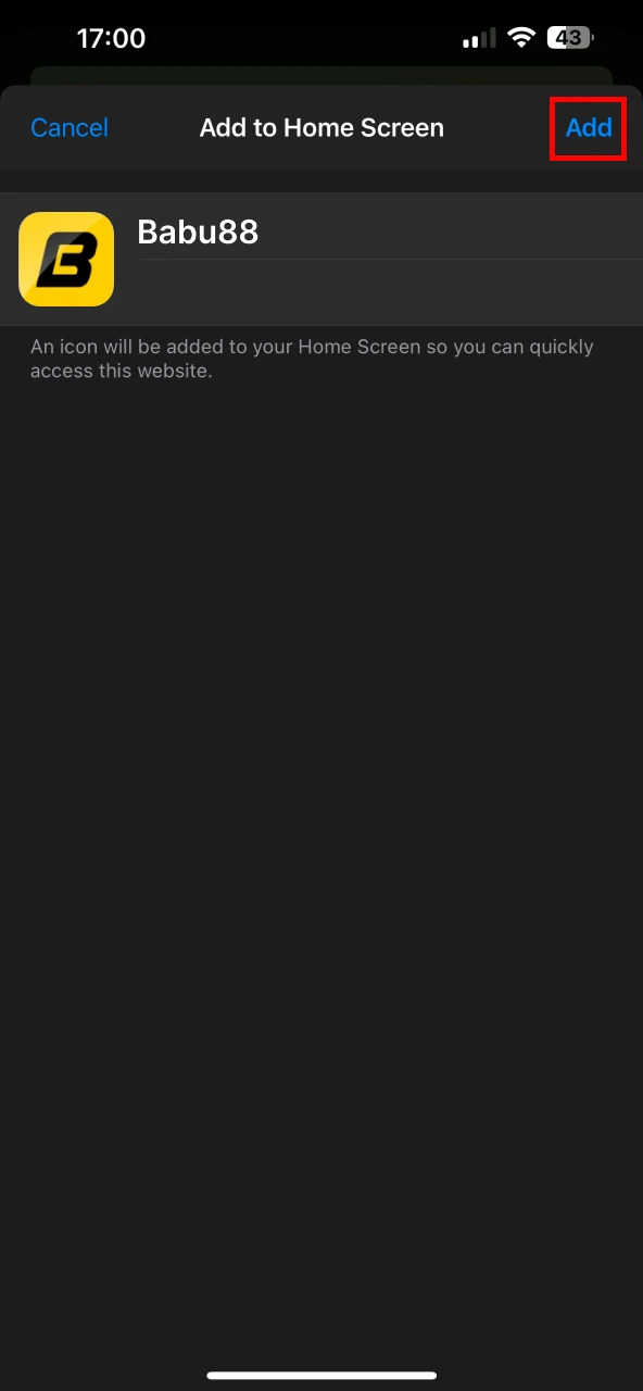 Finish adding the Babu88 app to iOS.