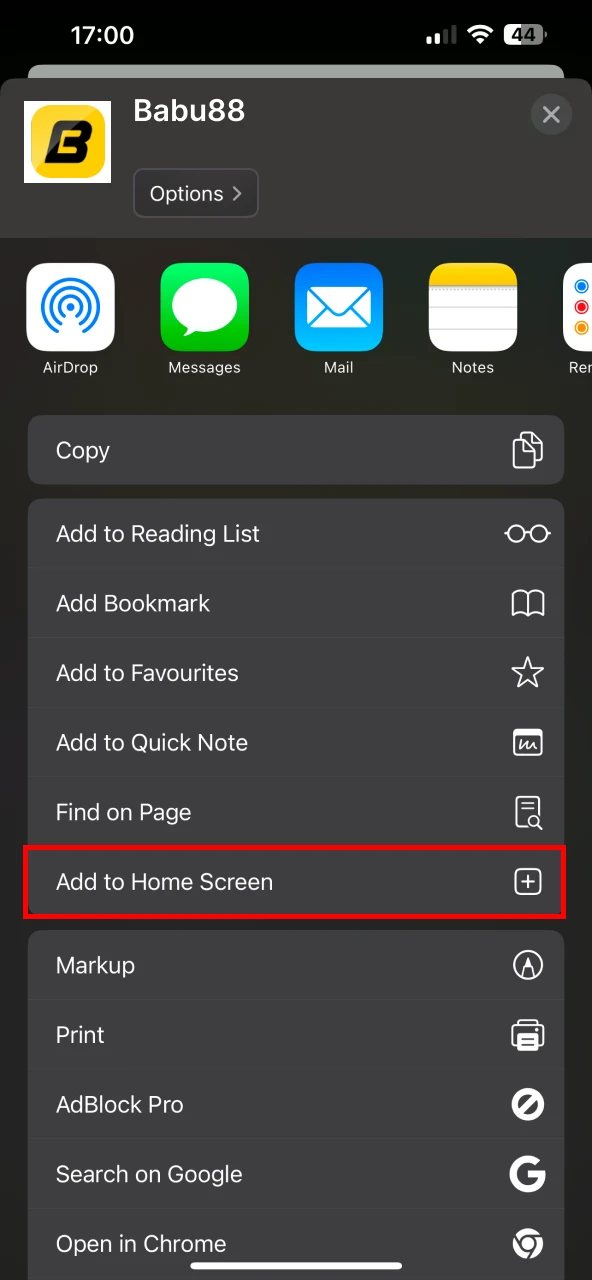 Now find the Add App button on the home screen of your iOS device.