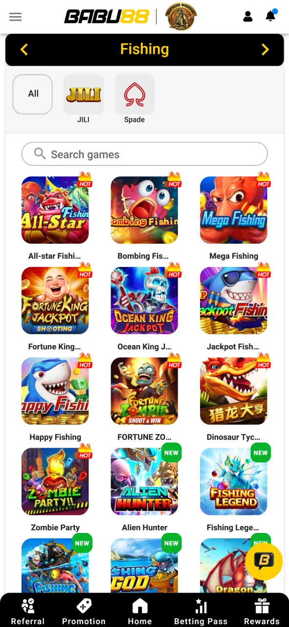 There are many games in the casino section of the Babu88 app.