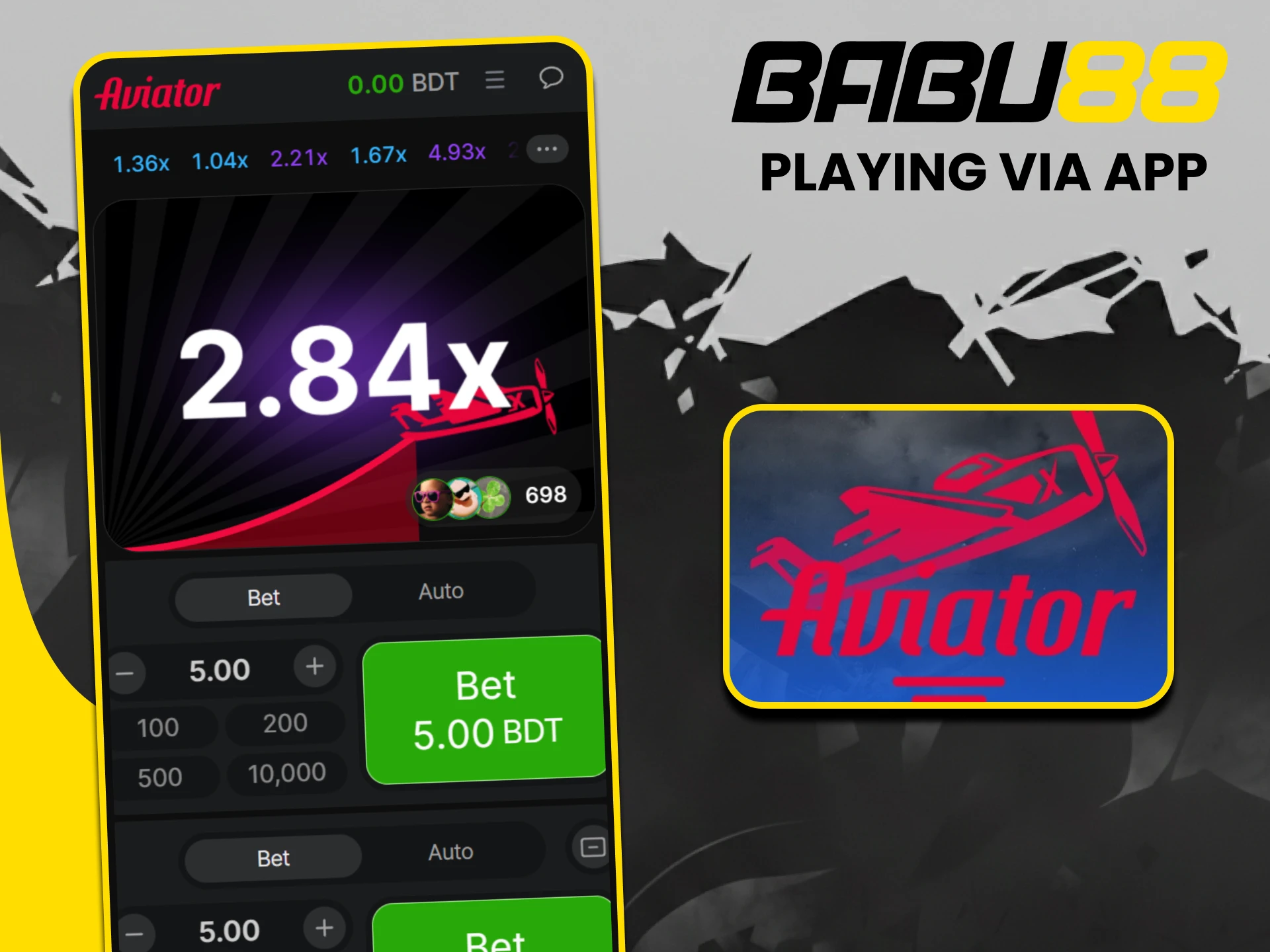 You can also play Aviator in the Babu88 app.