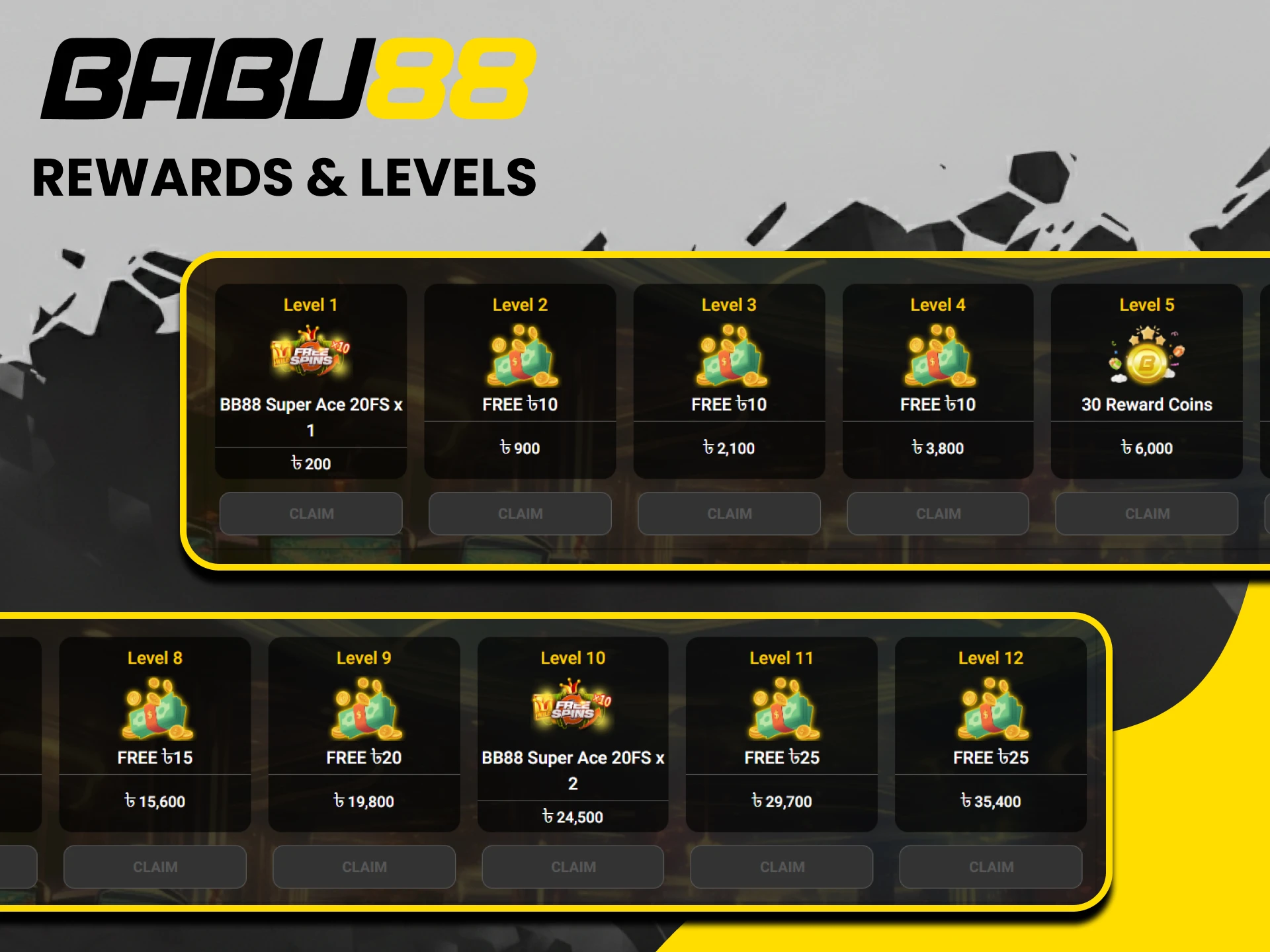 Get new ones in the Betting Pass level on Babu88.