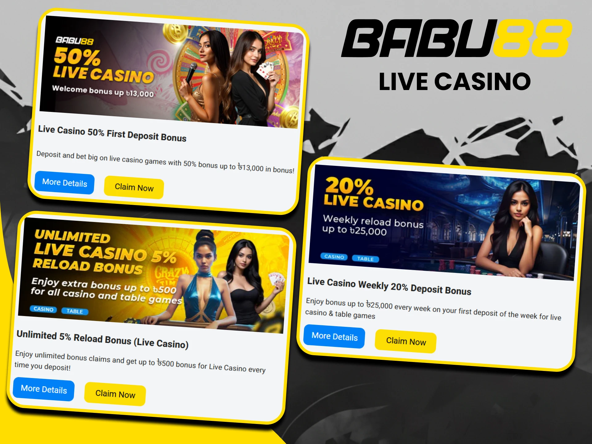 Live casino enthusiasts can look forward to the best bonuses from Babu88.