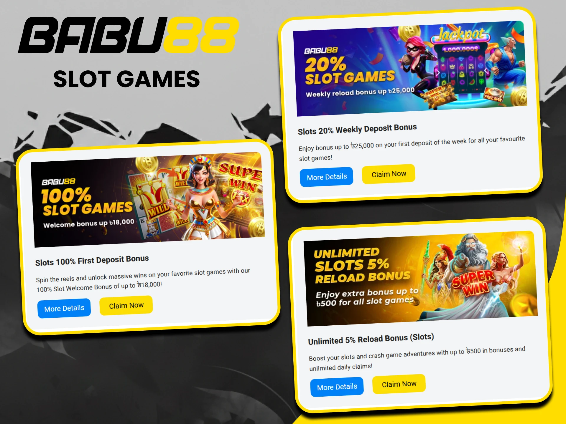 Start playing slots and get bonuses from Babu88.