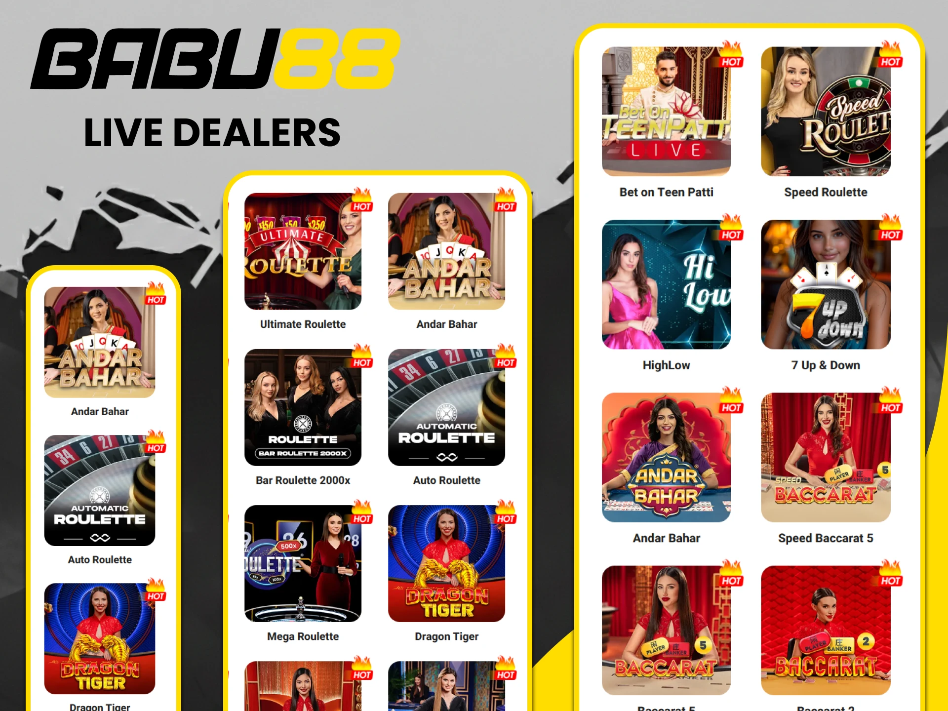 Babu88 has a live casino section.