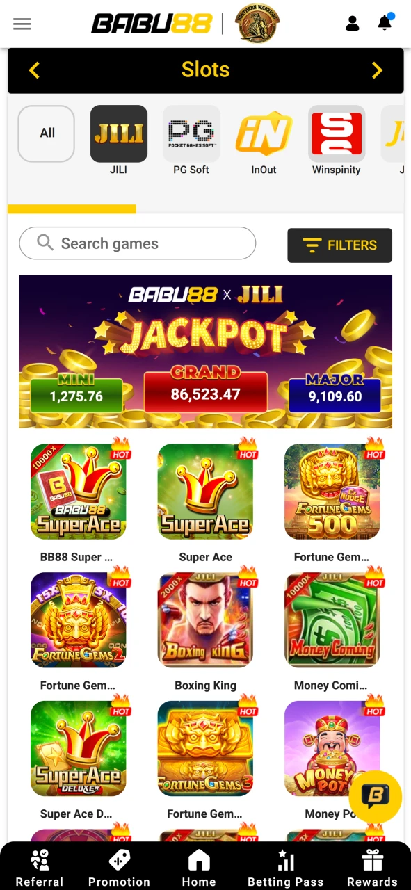 All that's left to do is choose a game in the casino section from Babu88.