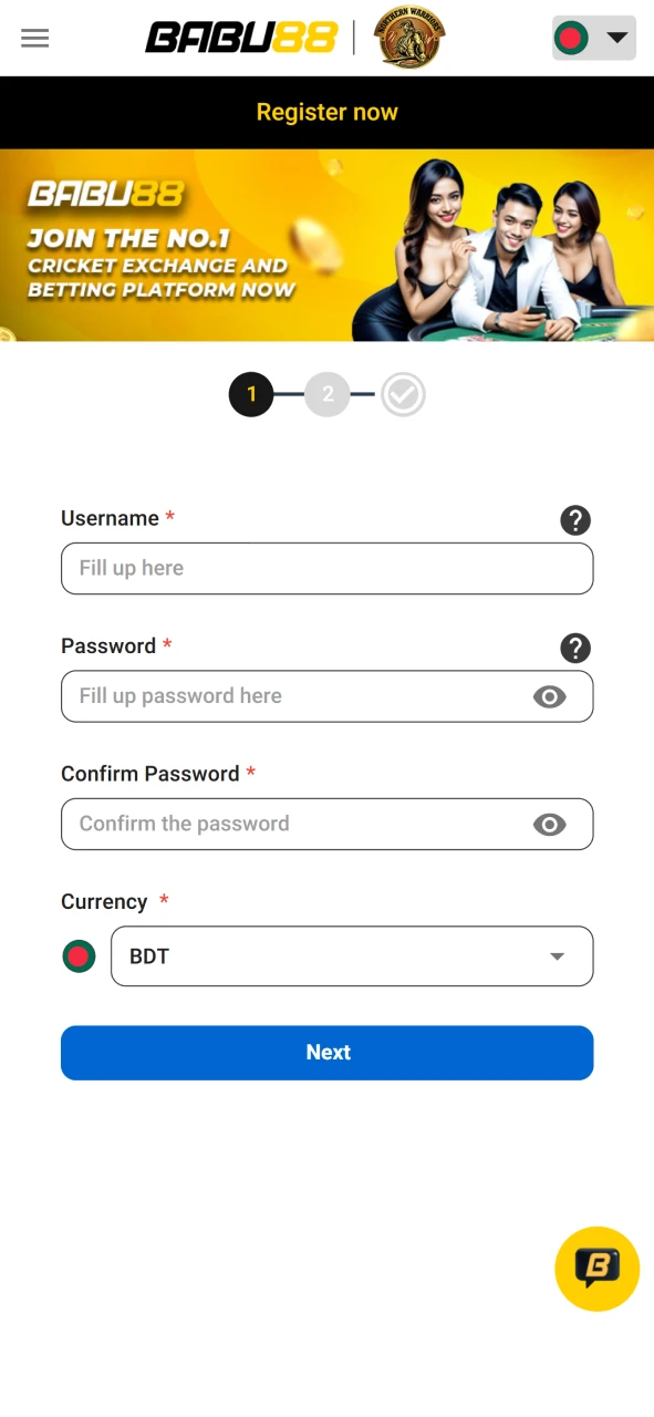 Register to start playing at Babu88 Casino.