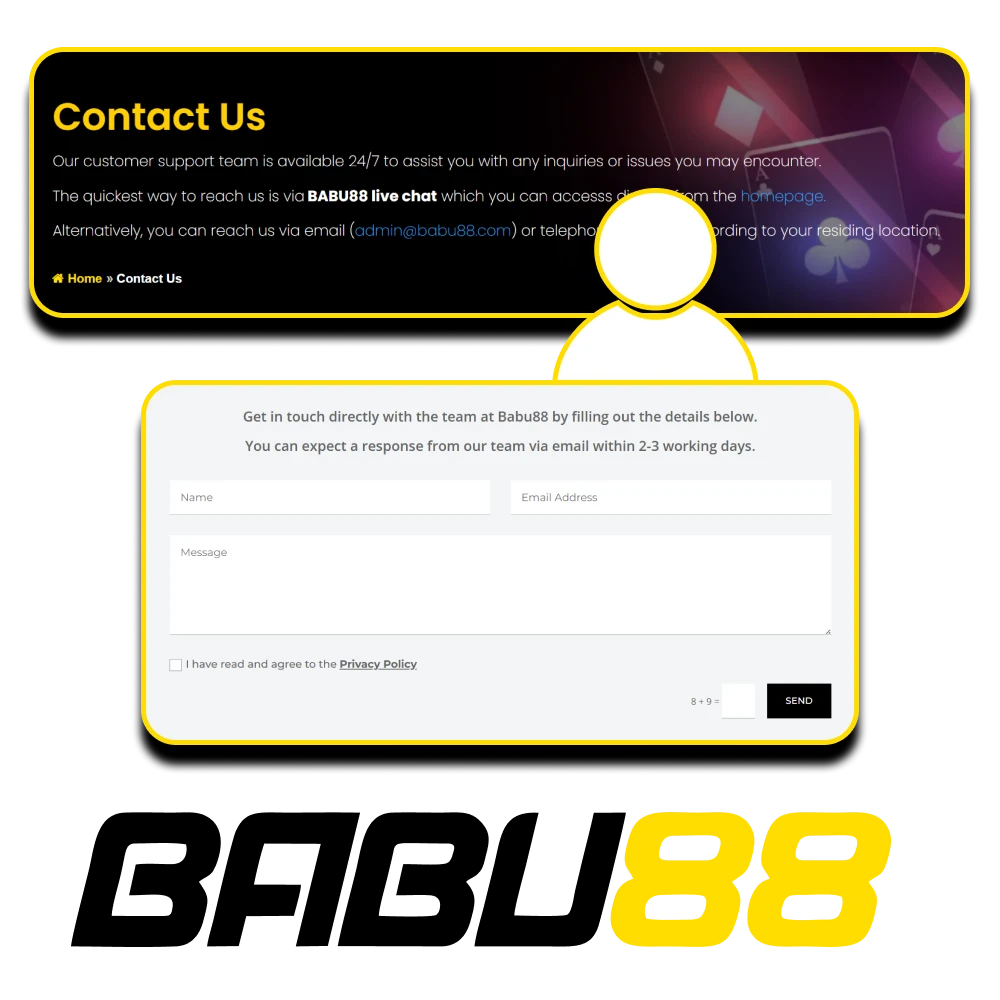 There are many ways to contact the Babu88 team.