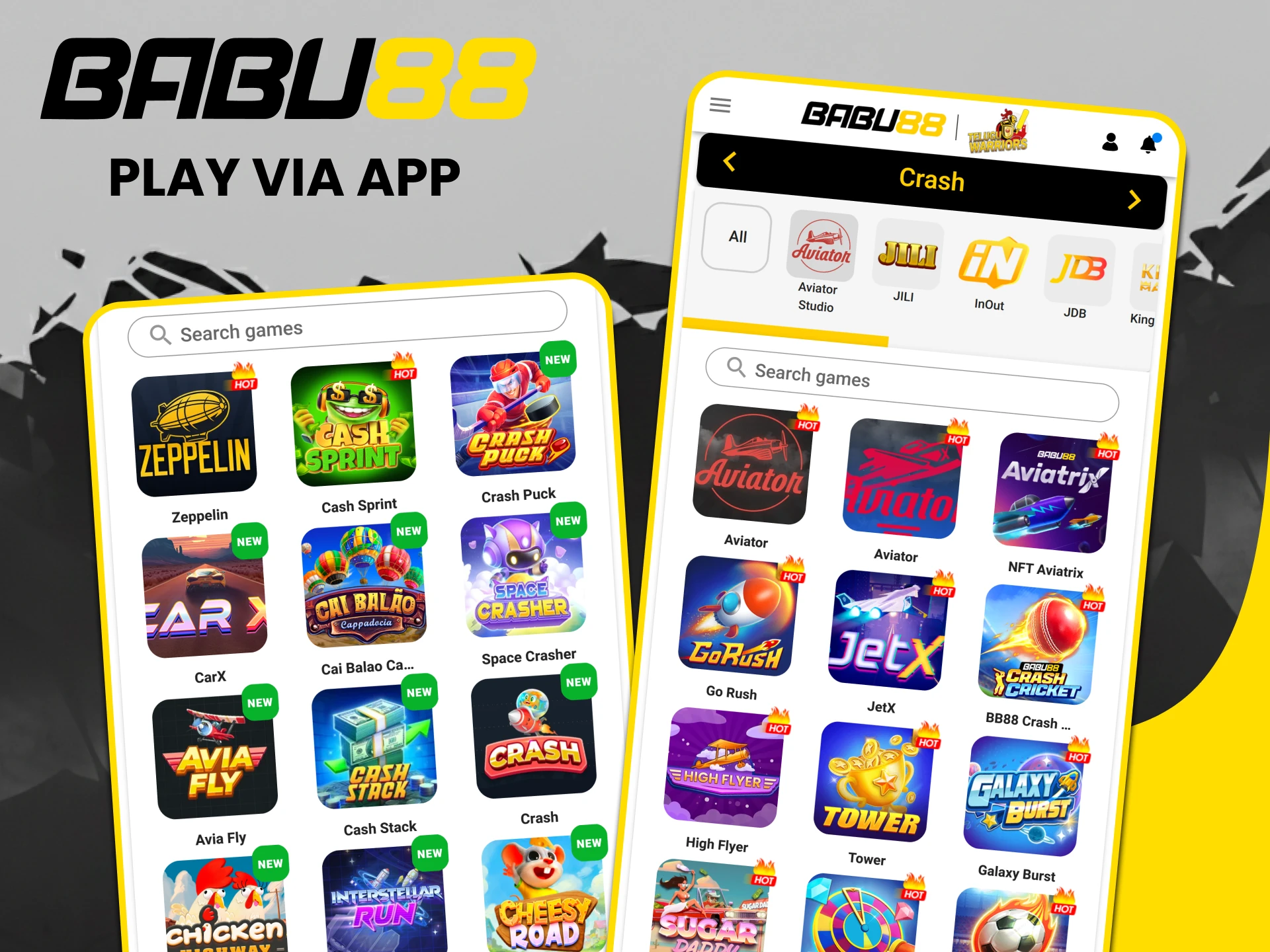 Log in to the Babu88 app and start playing crash games.