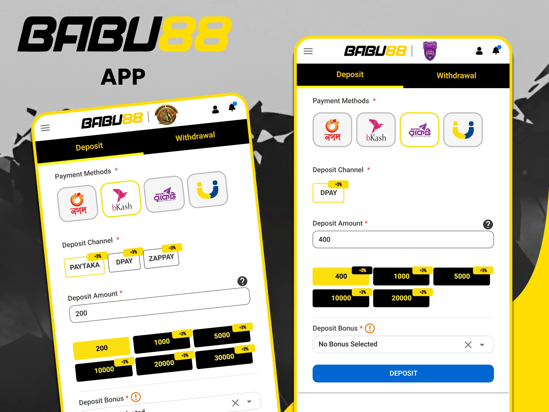 You can top up your deposit in the Babu88 app.