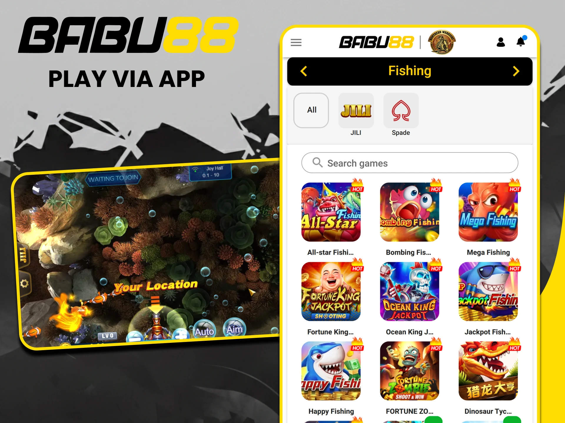 Use the Babu88 app to play fishing games.