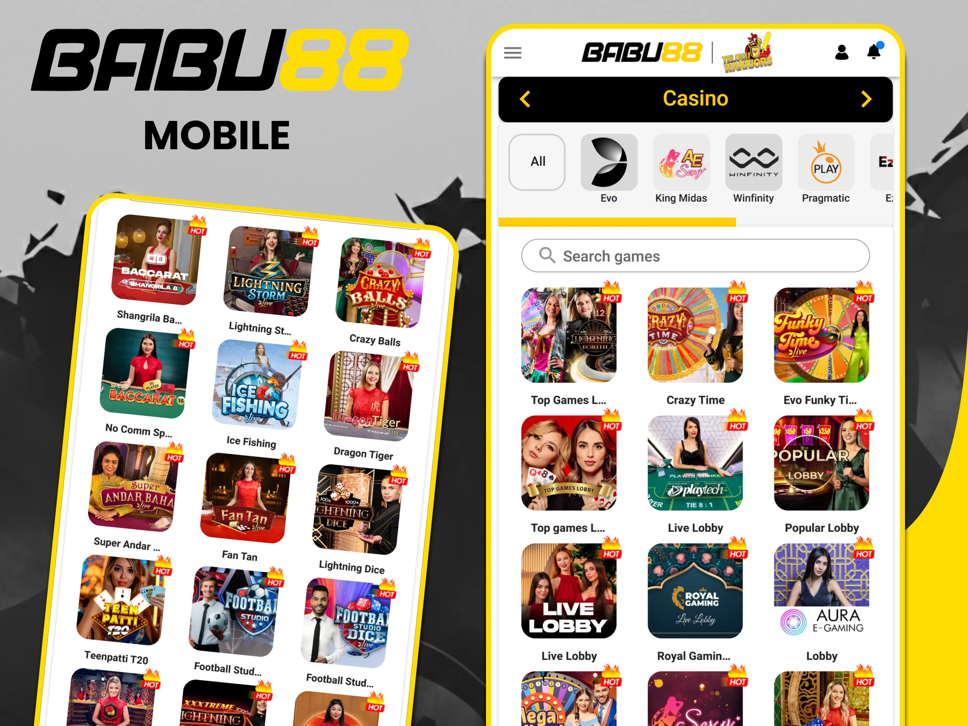 You can play live casino in the Babu88 app.