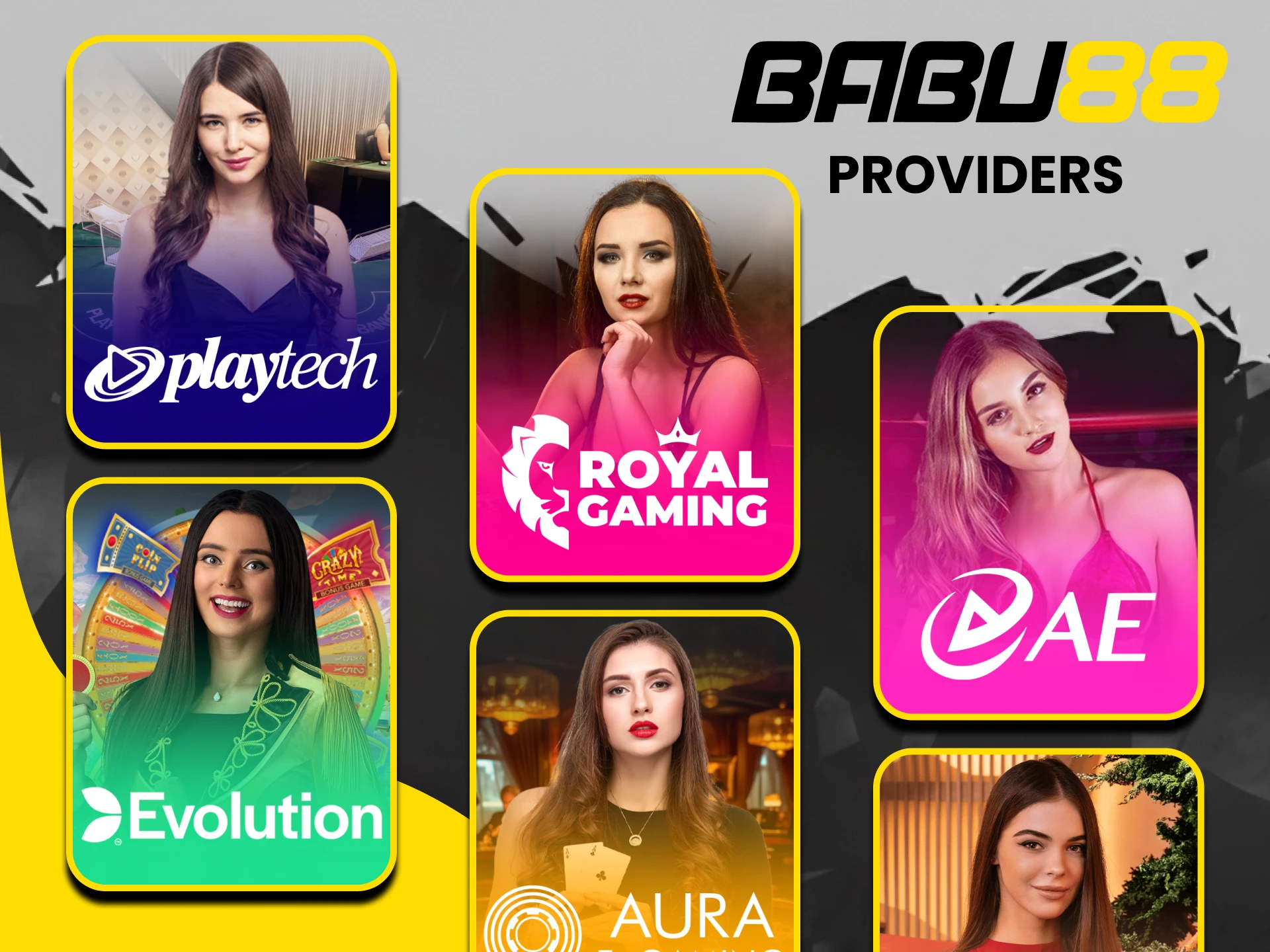 You'll find the largest selection of live casino game providers at Babu88.