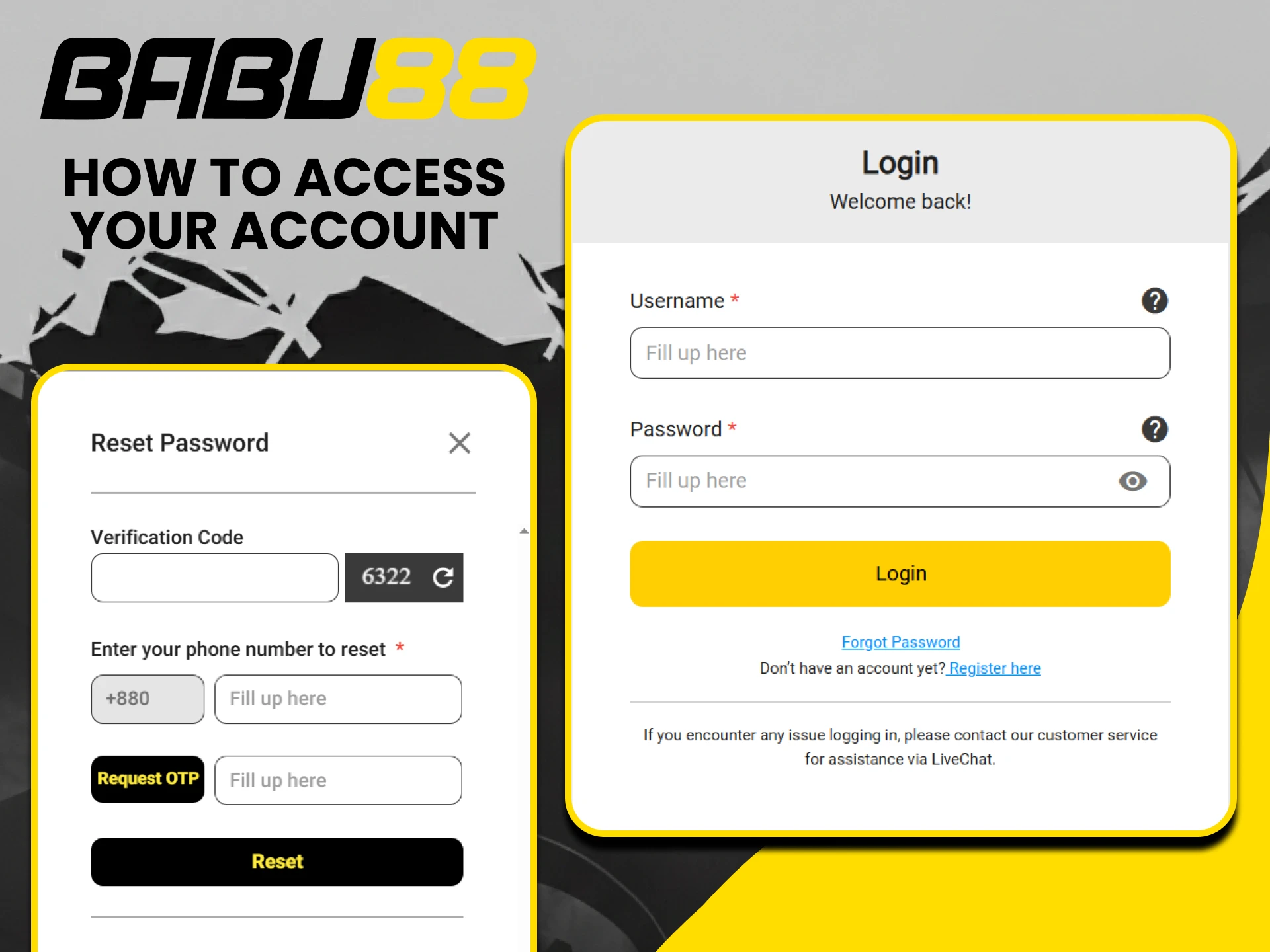 Click the login button to log in to your Babu88 personal account.
