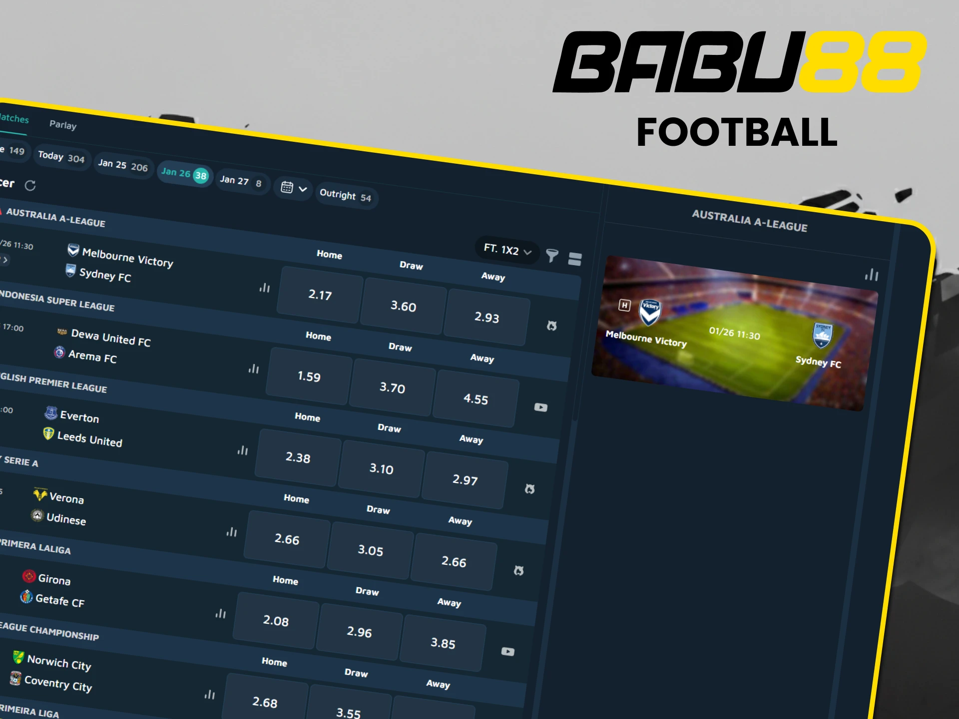 You can bet on football with Babu88.