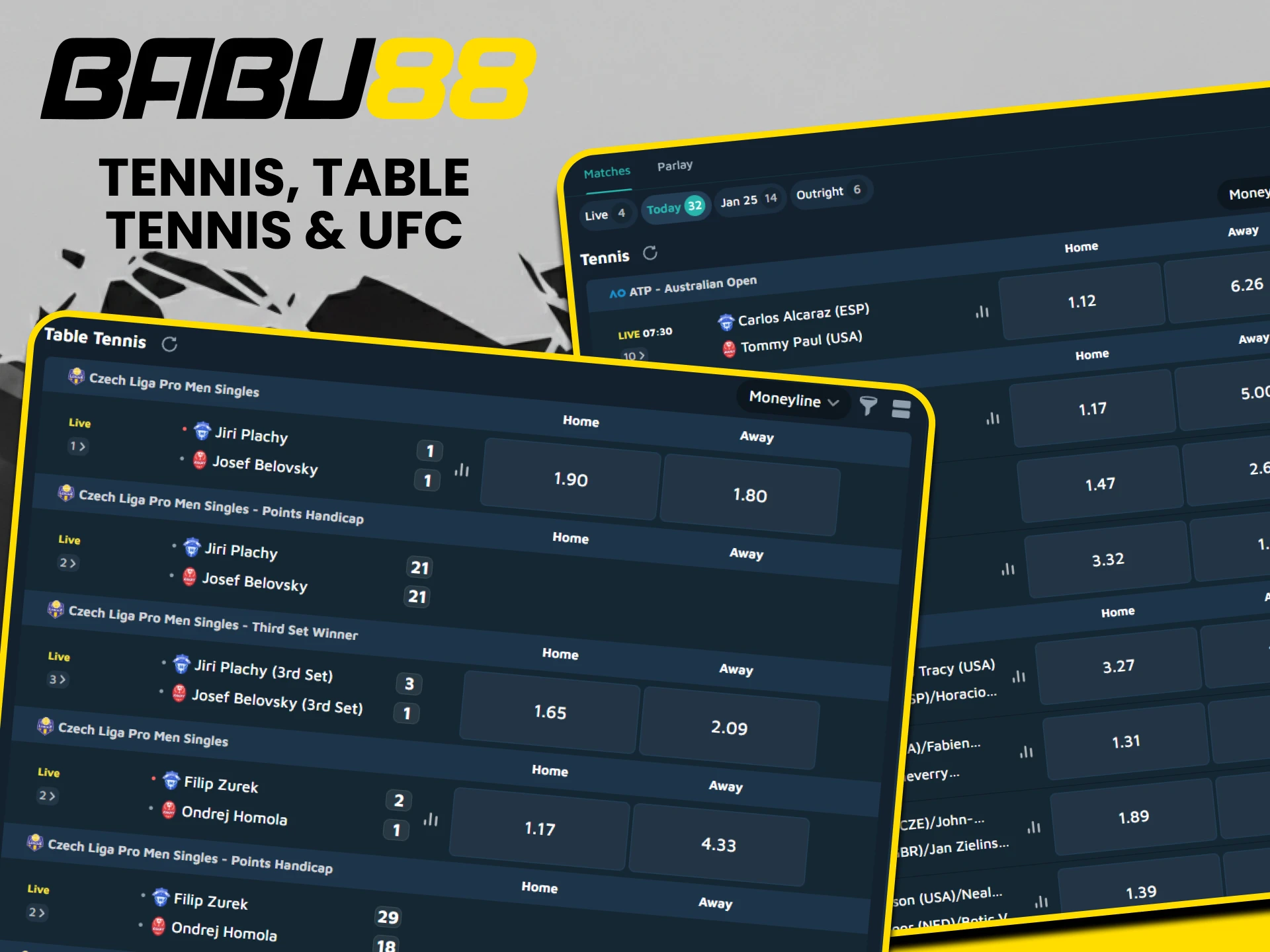 Tennis, table tennis, and UFC are the best choice for sports betting with Babu88.