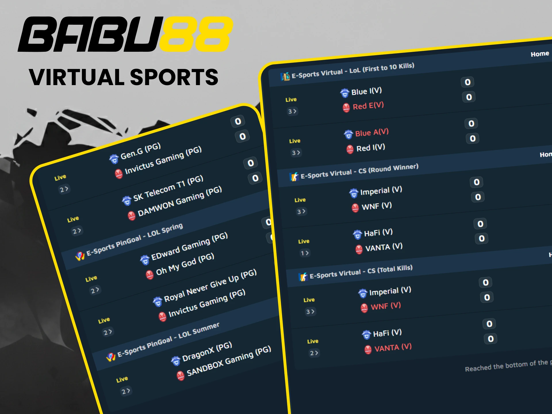 We recommend choosing Virtual Sports for betting on Babu88.