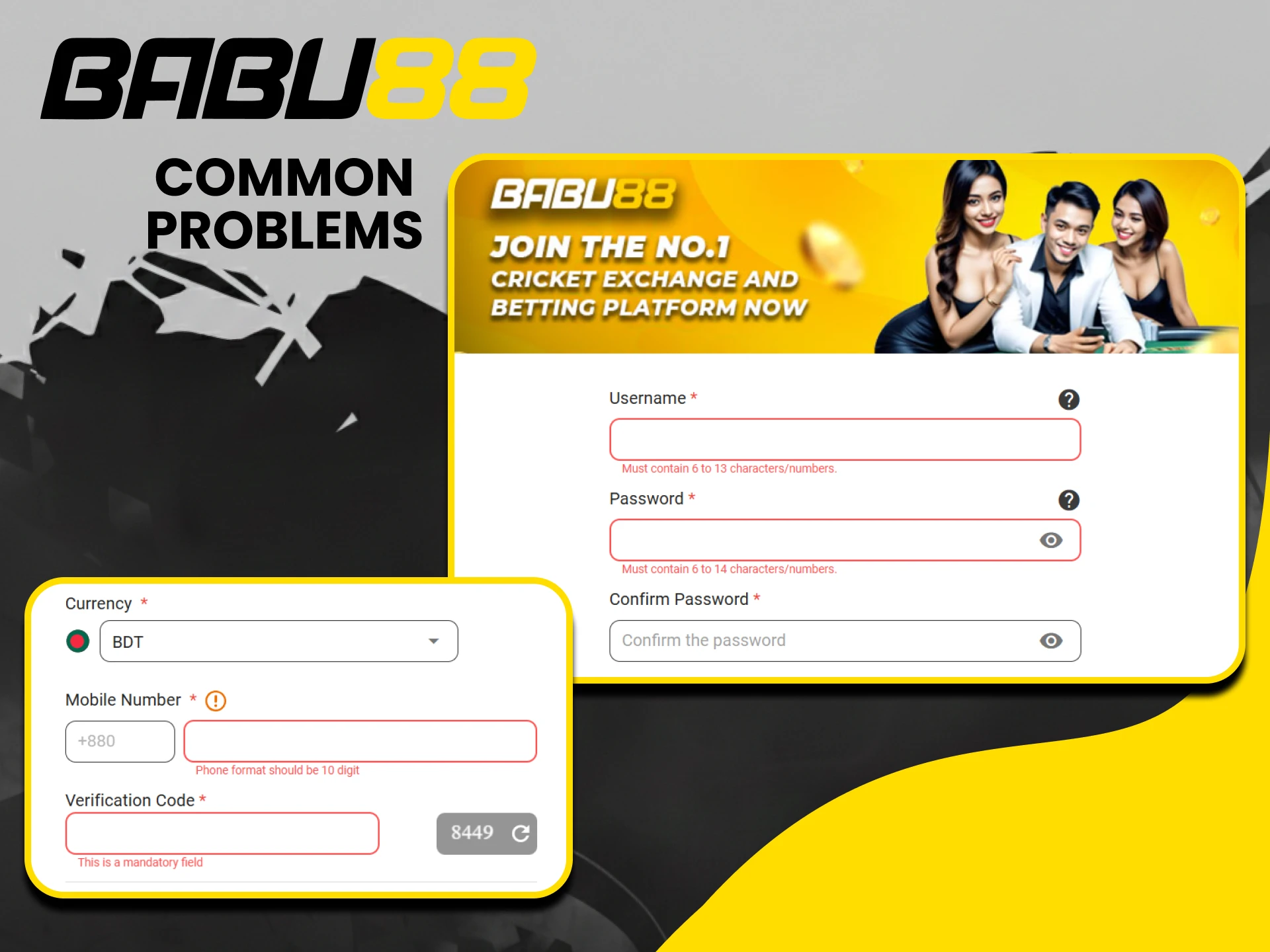 We'll tell you about potential problems when registering on Babu88.