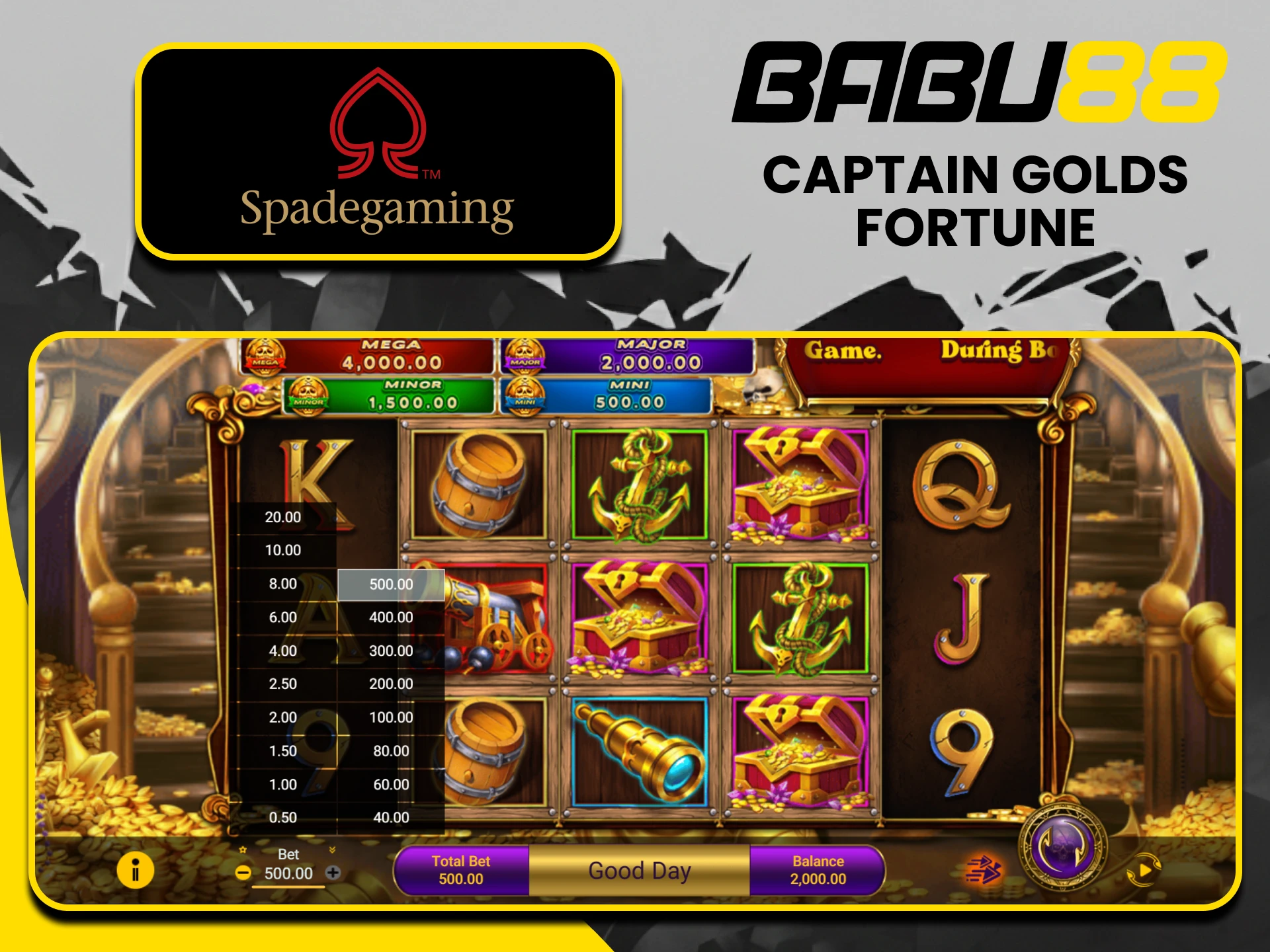 You can win in the game Captain Golds Fortune on the Babu88 website.