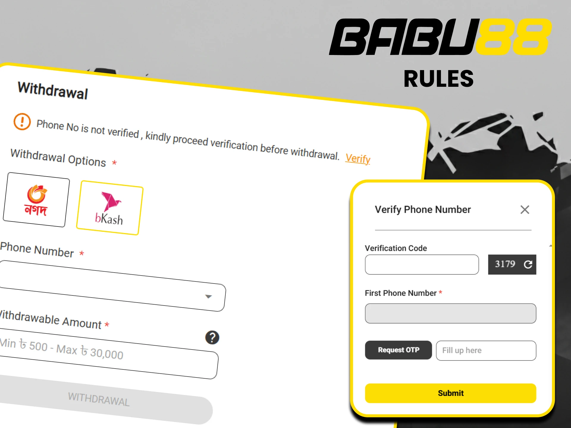 Follow the rules when withdrawing funds to Babu88.